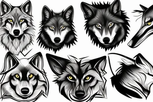 Black wolf tattoo idea