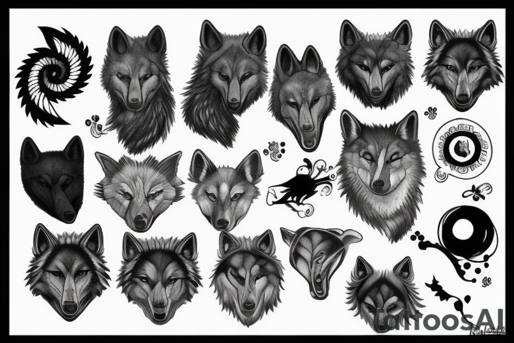 Black wolf tattoo idea