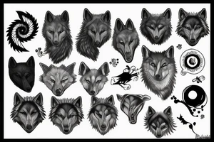 Black wolf tattoo idea