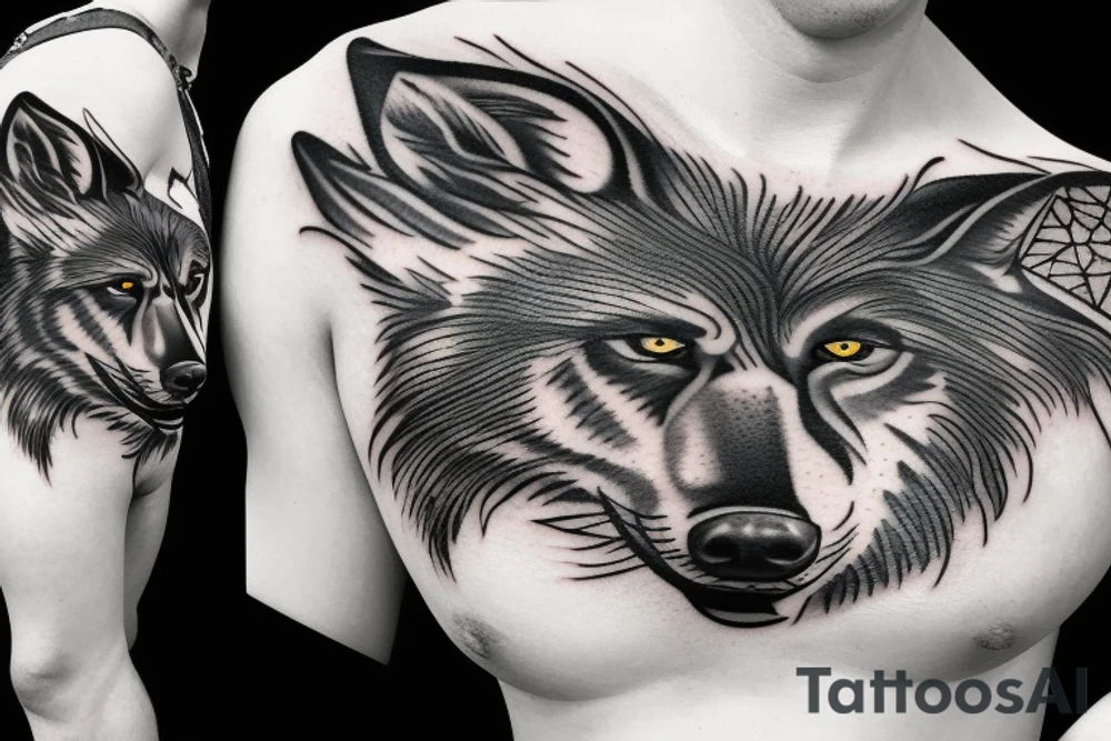 Black wolf tattoo idea