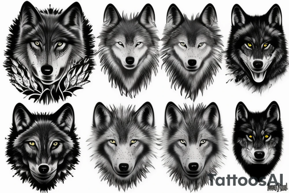Black wolf tattoo idea