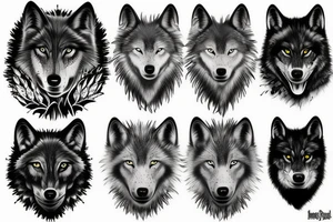 Black wolf tattoo idea