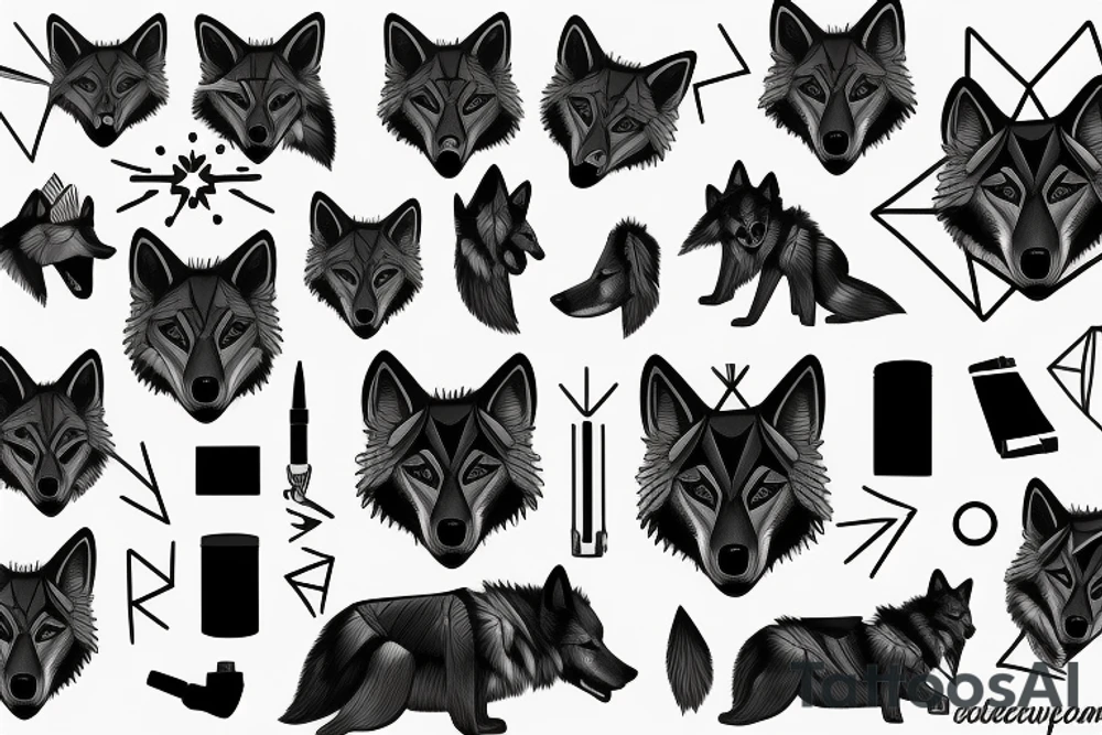 Black wolf tattoo idea
