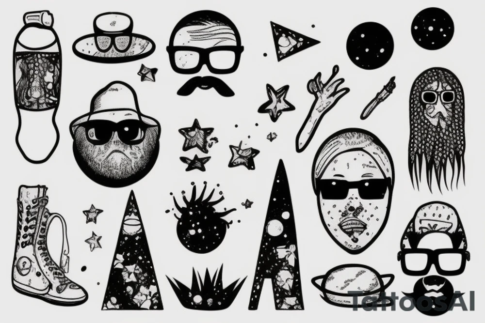 hipster, acid, simple, space tattoo idea