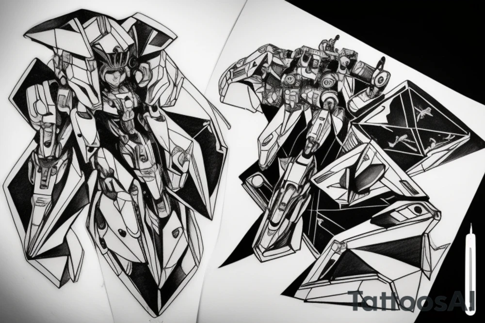 anime mecha in space triangle tattoo idea