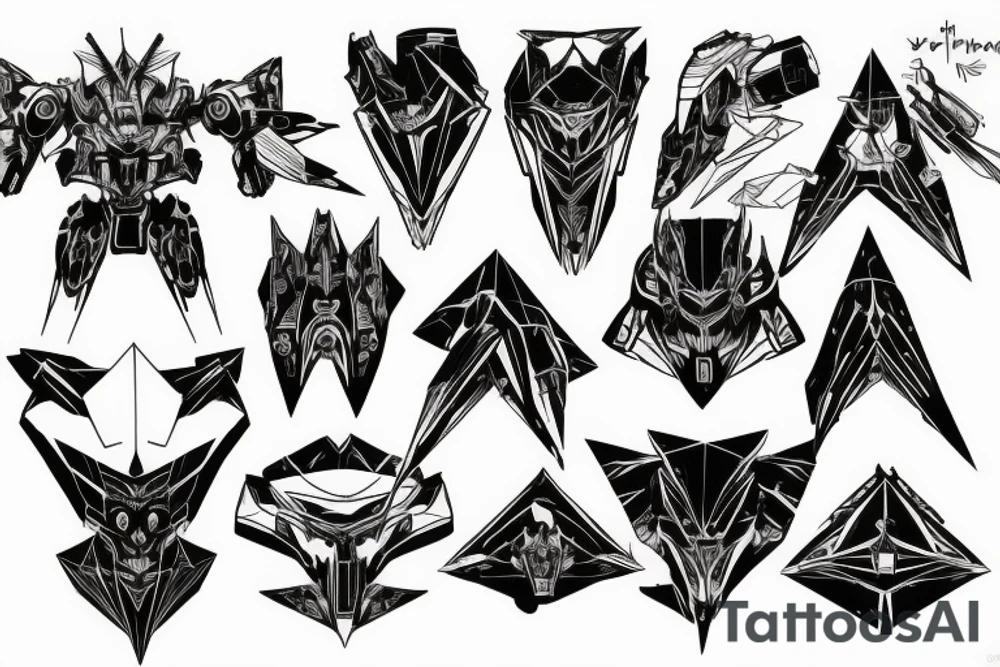 anime mecha in space triangle tattoo idea
