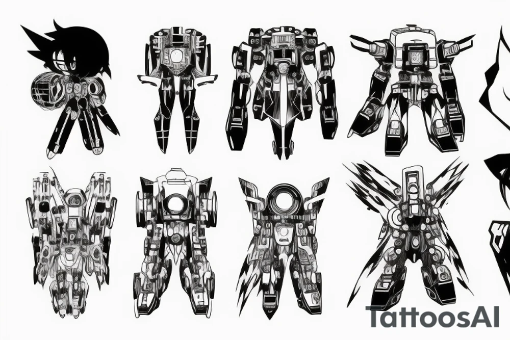 simple anime mecha in space shape tattoo idea