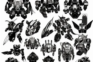 simple anime mecha in space shape tattoo idea