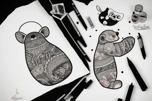 Tatouage d'un ours tenant une flèche dans sa patte tattoo idea