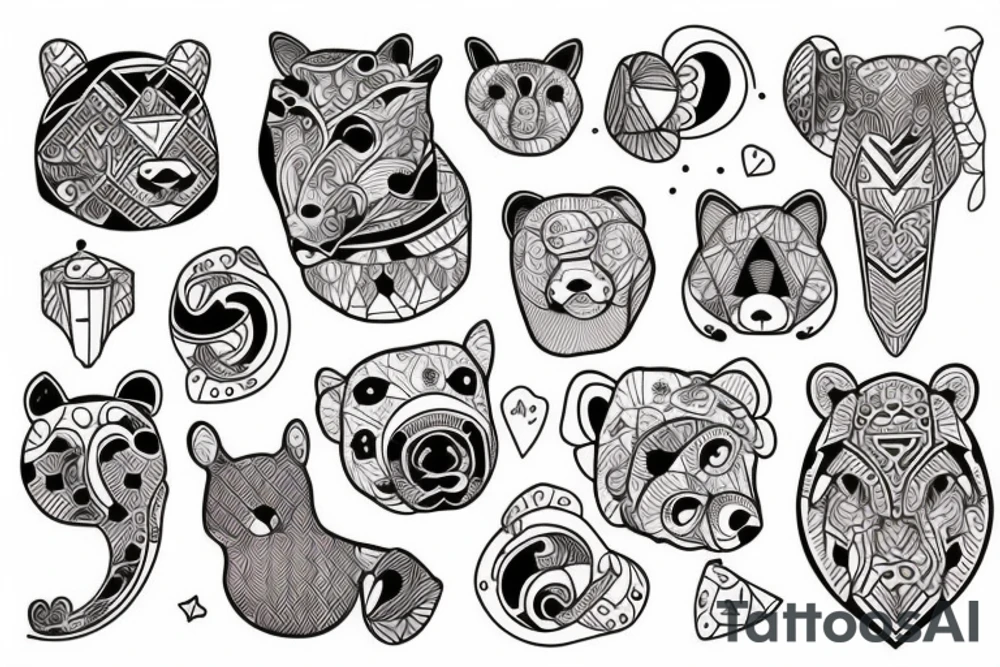 Tatouage d'un ours tenant une flèche dans sa patte tattoo idea