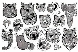 Tatouage d'un ours tenant une flèche dans sa patte tattoo idea