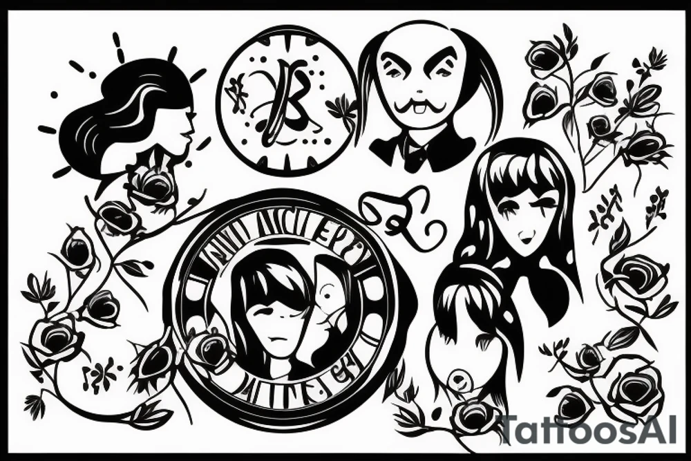 A family of three , father , mother and their daughter tattoo idea