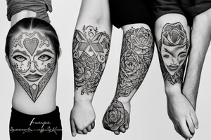 A family of three , father , mother and their daughter tattoo idea