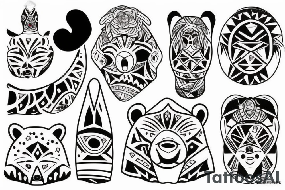 Tatouage en one line d'un ours tenant une flèche dans sa patte tattoo idea