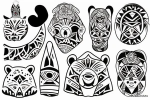 Tatouage en one line d'un ours tenant une flèche dans sa patte tattoo idea