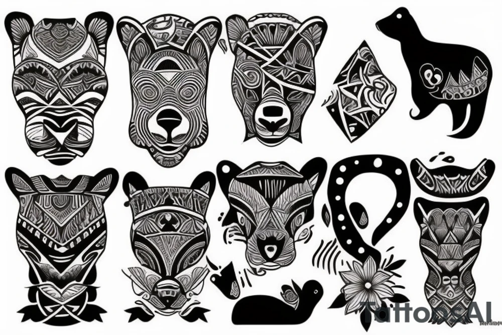 Tatouage en one line d'un ours tenant une flèche dans sa patte tattoo idea