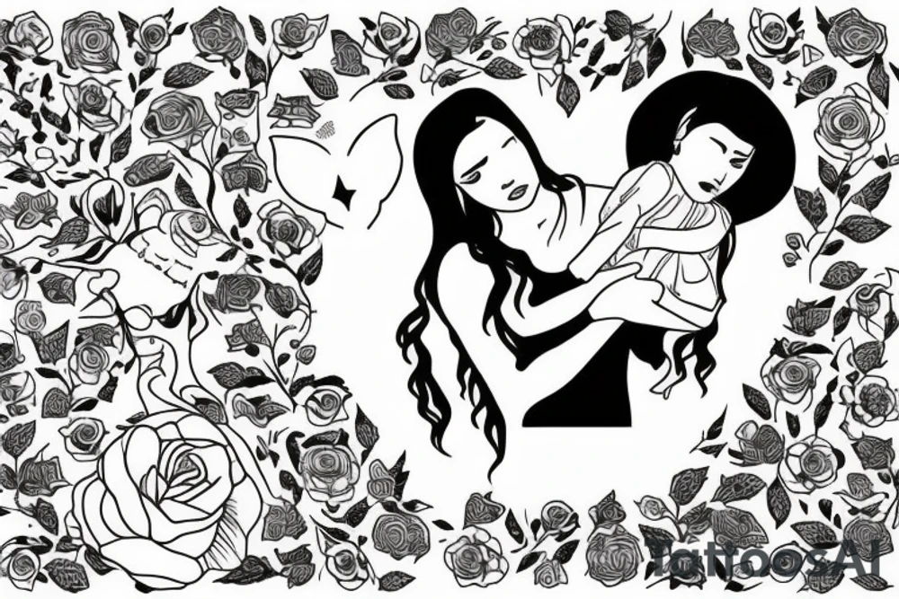 The father holds the daughter and the mother looks at them tattoo idea