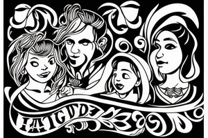 The father holds the daughter and the mother looks at them tattoo idea