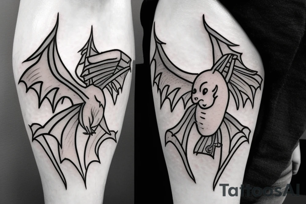 a bat with wings ghost tattoo idea