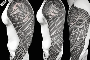 Dinosaur skeleton sleeve tattoo idea