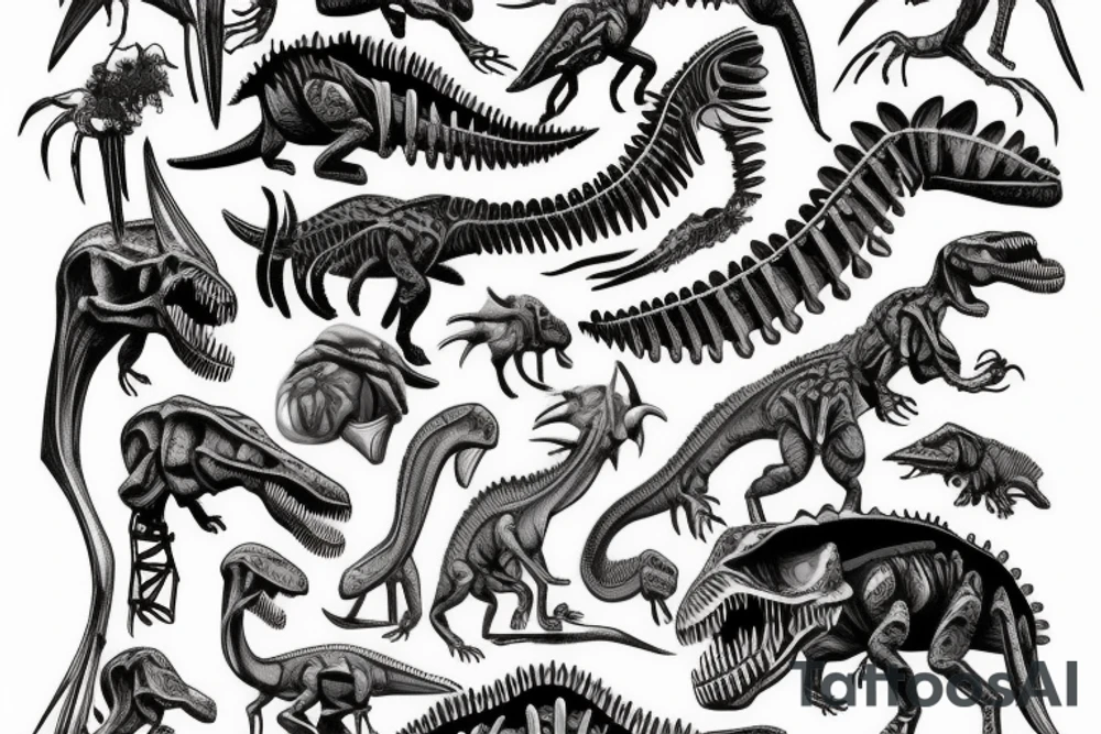 Dinosaur skeleton tattoo idea
