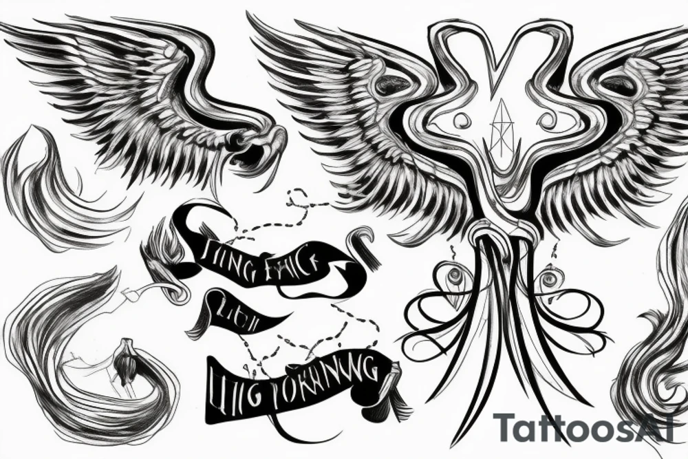 Horse rearing, with phoenix wings behind, an hourglass, and the viking rune "inguz" tattoo idea