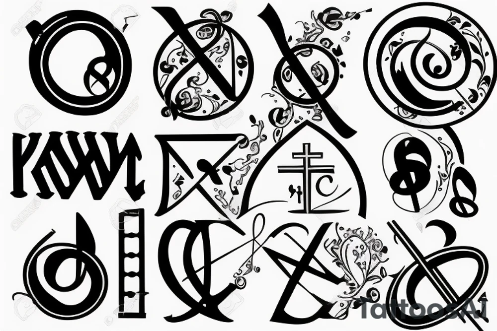 music symbol with cross and bible verse tattoo idea