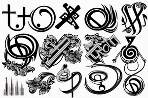 music symbol with cross and bible verse tattoo idea