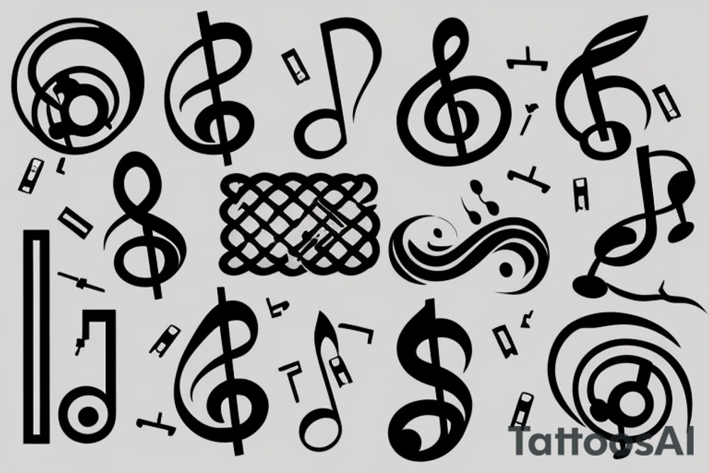 music symbol with cross tattoo idea