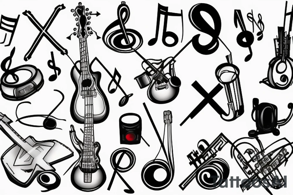 music symbol with a cross tattoo idea