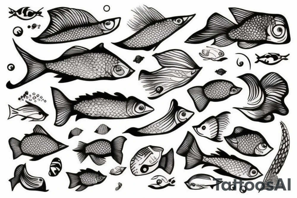 Fish with legs of a woman tattoo idea