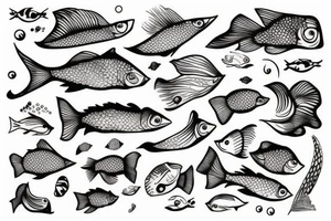 Fish with legs of a woman tattoo idea