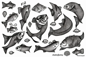 Fish with legs of a woman tattoo idea