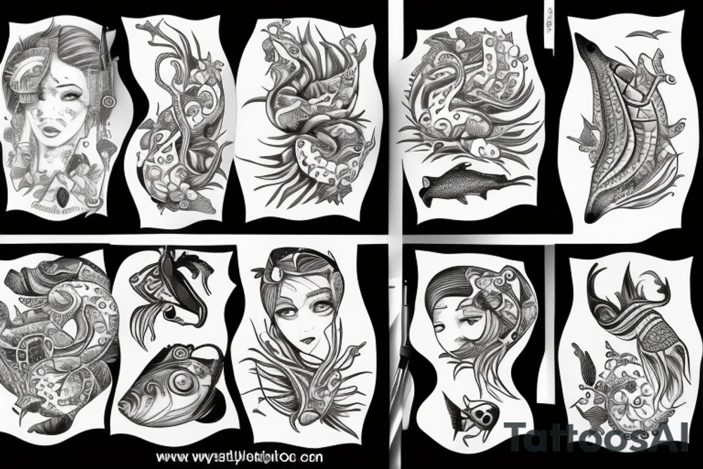 Fish with legs of a woman tattoo idea
