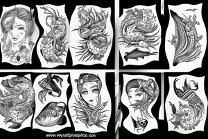 Fish with legs of a woman tattoo idea