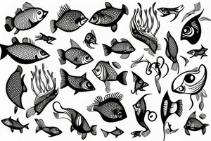 Fish with legs of a woman tattoo idea