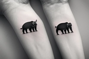 Simplistic tattoo of a hippo consisting of only lines tattoo idea