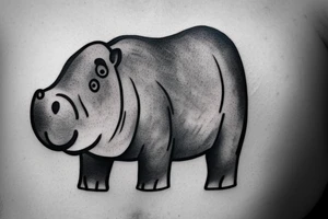 Simplistic tattoo of a hippo consisting of only lines tattoo idea