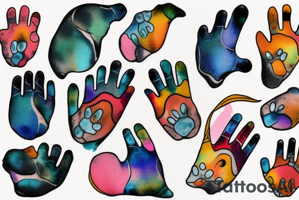 Dog's paw and penguin tattoo idea