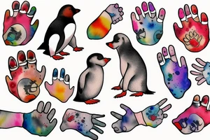 Dog's paw and penguin tattoo idea
