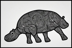 A Hippo coming above the water tattoo idea
