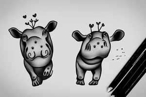 A Hippo coming above the water tattoo idea