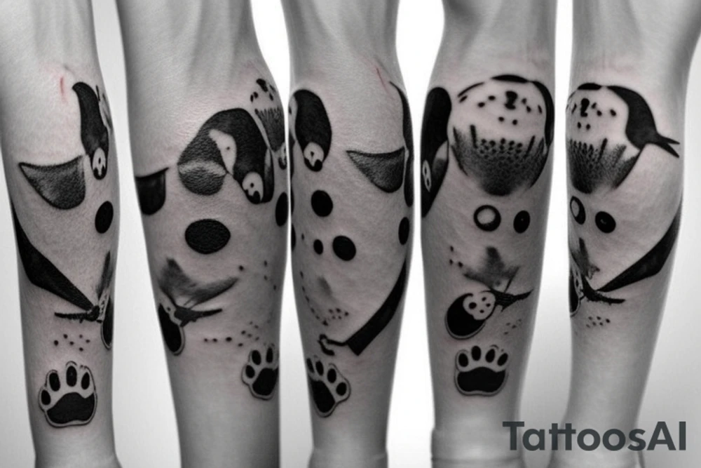 Dog's paw and penguin tattoo idea