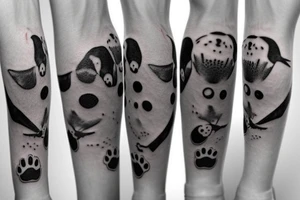 Dog's paw and penguin tattoo idea