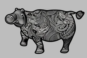 A Hippo coming above the water tattoo idea