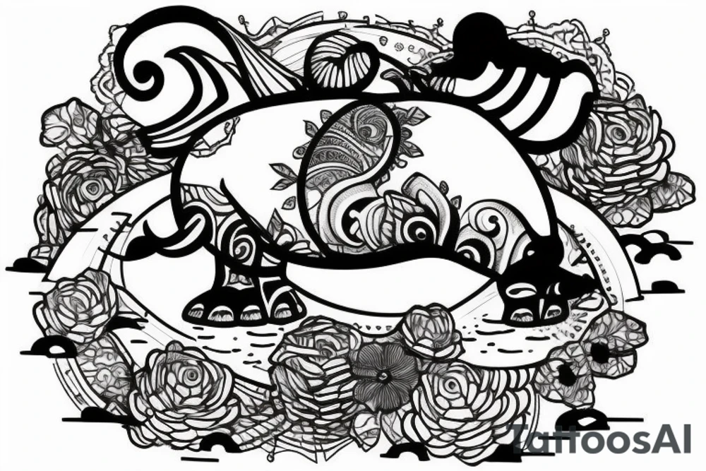 A Hippo coming above the water tattoo idea