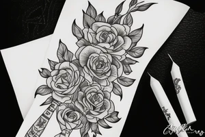 Dagger with a flower tattoo idea