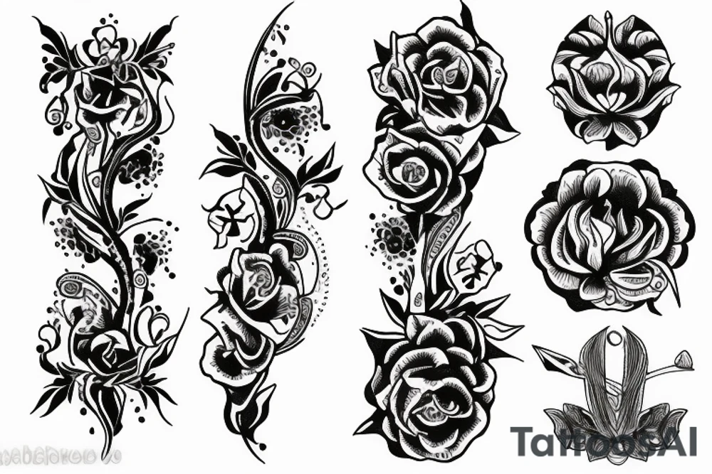 Dagger with a flower tattoo idea