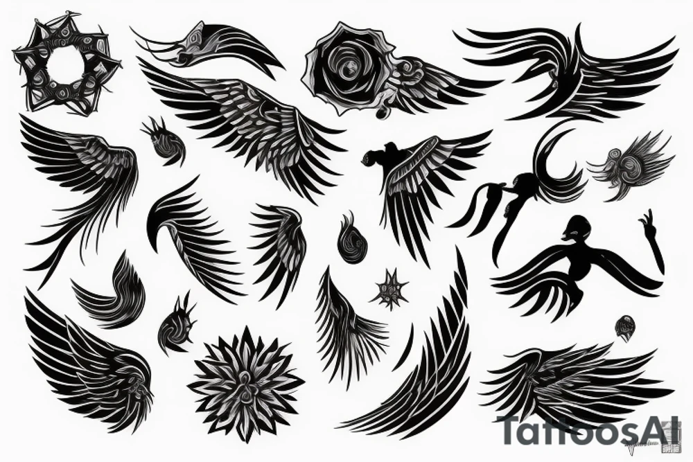 Wing with wind woman’s tattoo idea