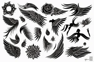 Wing with wind woman’s tattoo idea